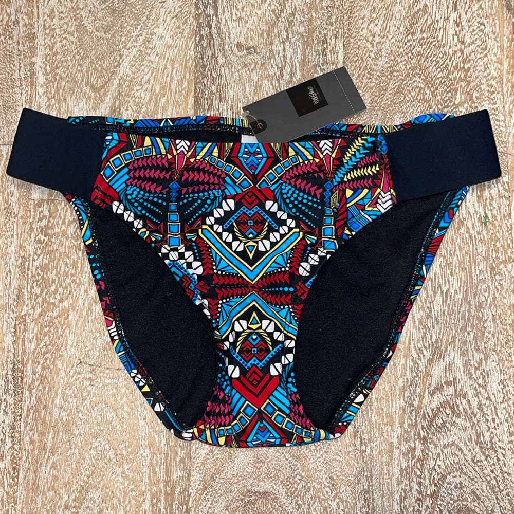 NWT Mossimo black white blue red yellow bikini bottom size XS